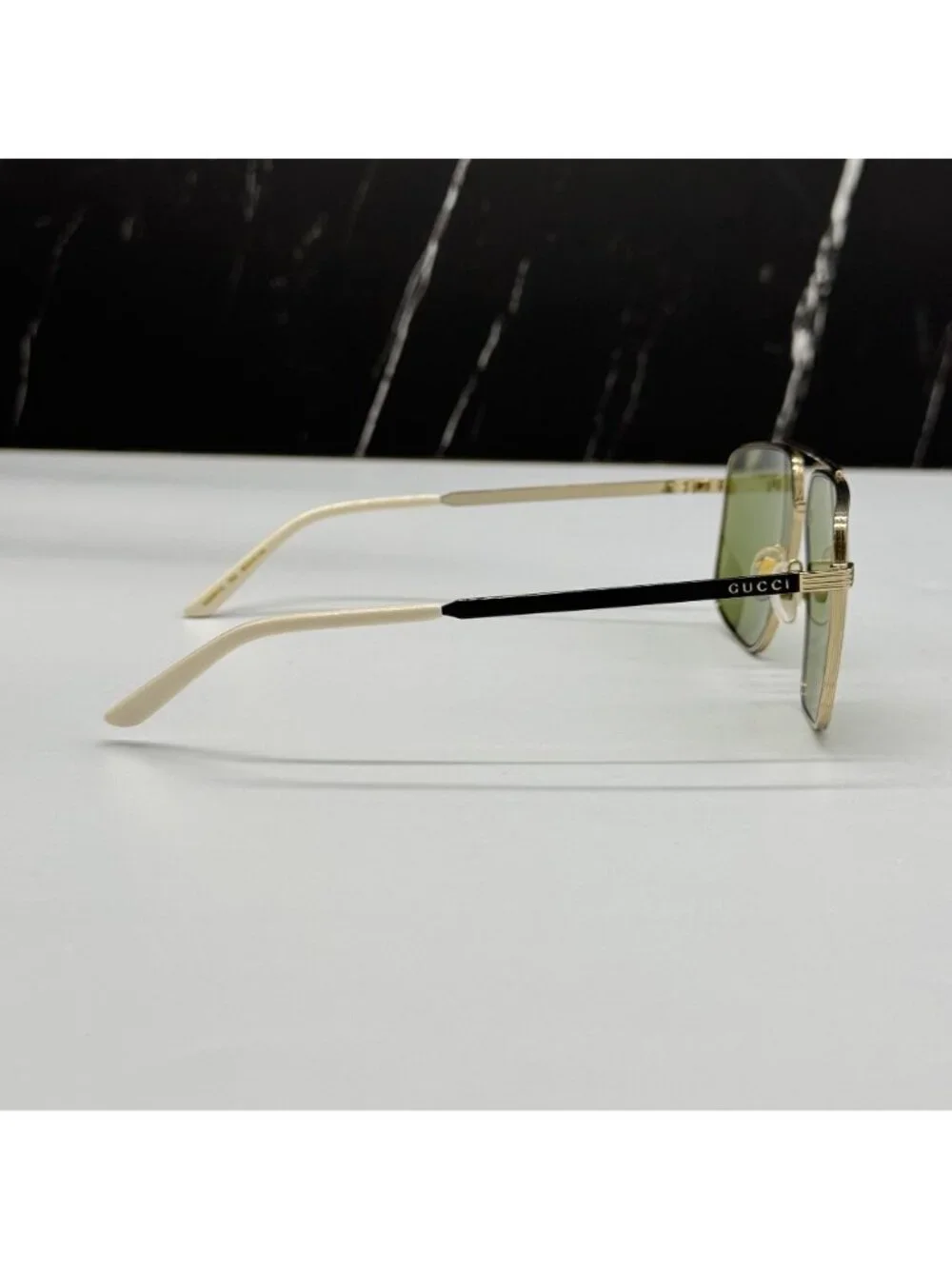 New Gucci GG0941S 002 Gold Green Pilot Frame Unisex Sunglasses